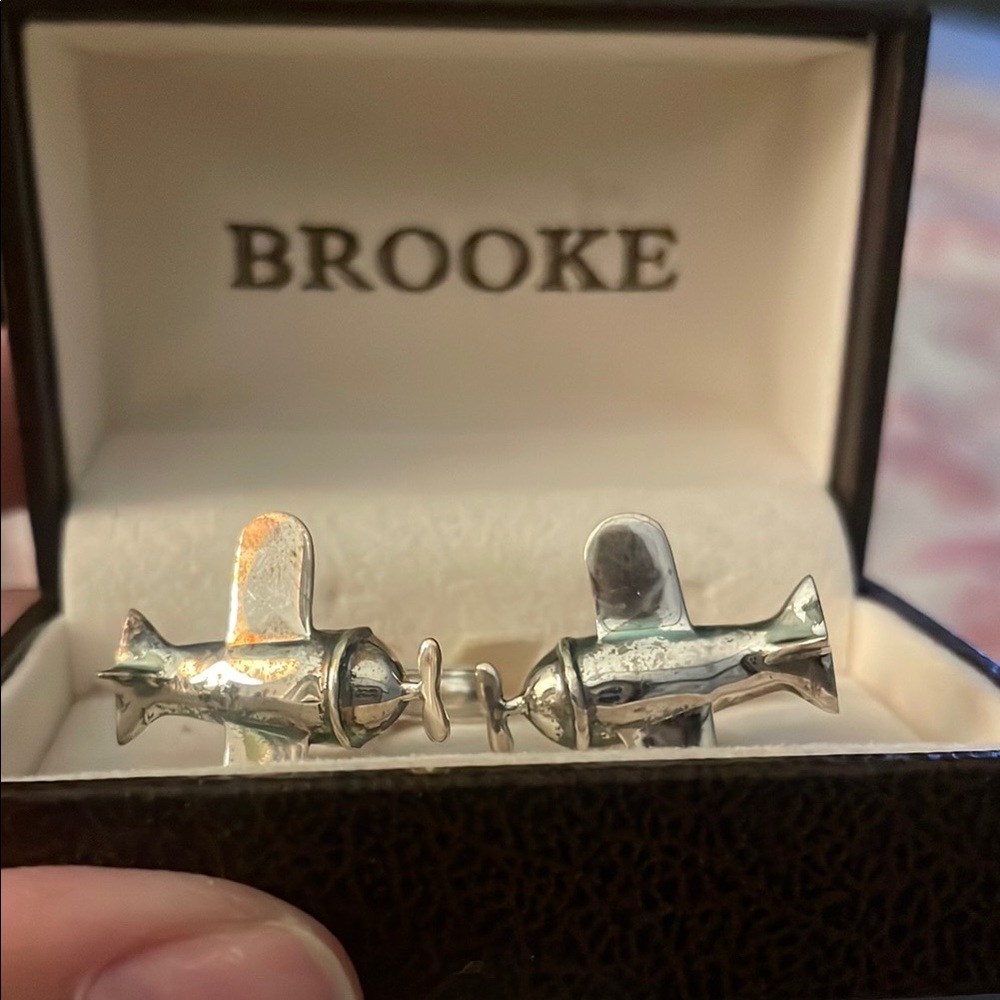 BROOKE silver 925 airplane cufflinks preowned